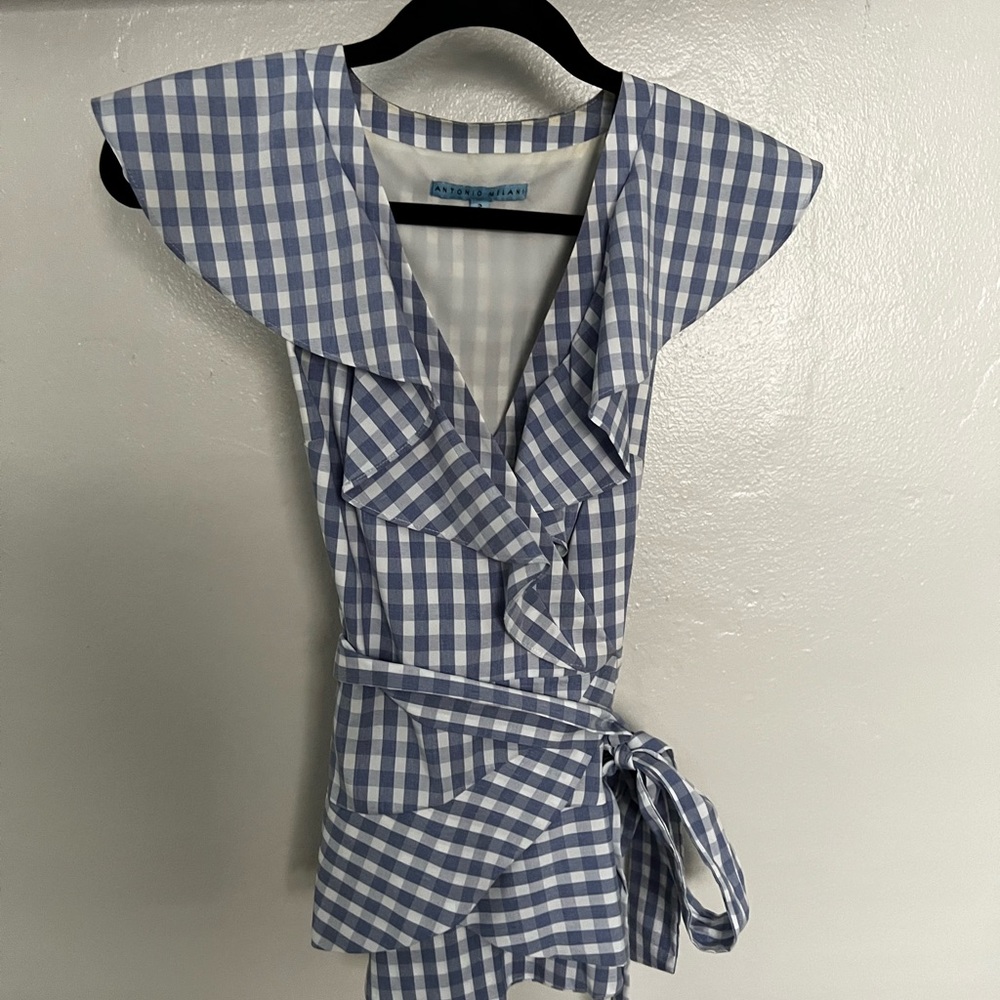 Antonio Melani Gingham Wrap Top